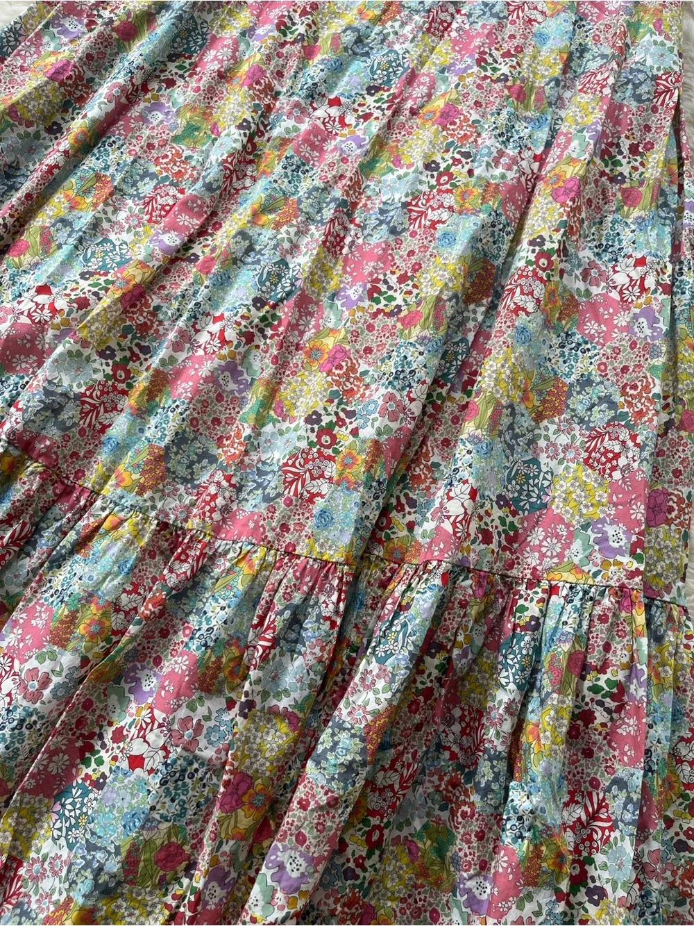 J. Crew Liberty Floral Tiered Maxi Skirt — Pink, Blue, Yellow size 12